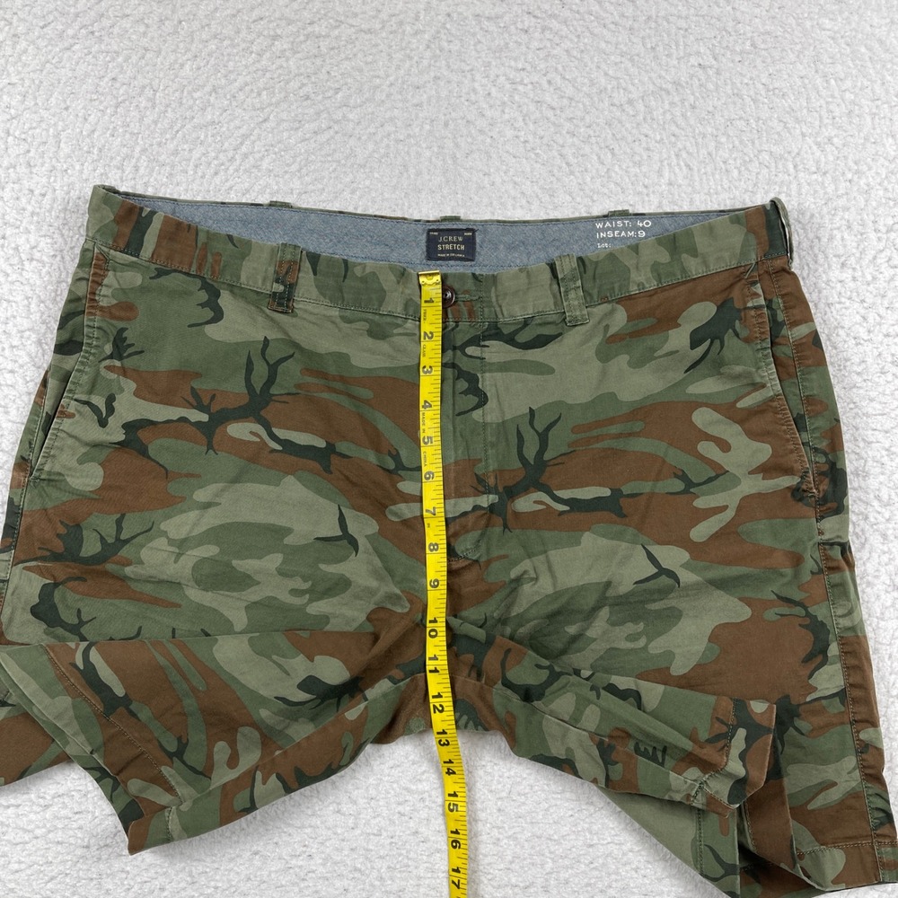 J.Crew Chino Shorts Mens 40 Green Camouflage Stretch Woodland Casual 9 Inseam - Picture 4 of 11